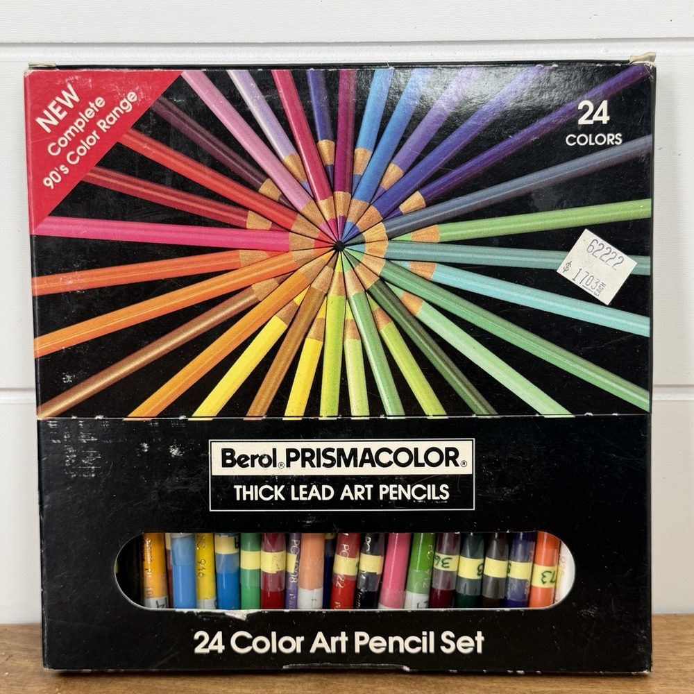 Rare 1990's Prismacolor 24 Color Range Professional Thick Lead Berol Art Pencils